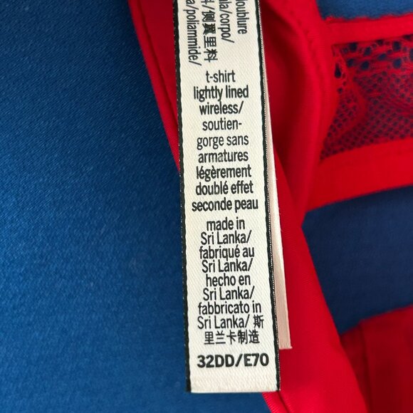 Victoria Secret Women T Shirt Lightly Lined Wireless Bra Size 32DD Red Racerback - Picture 9 of 16